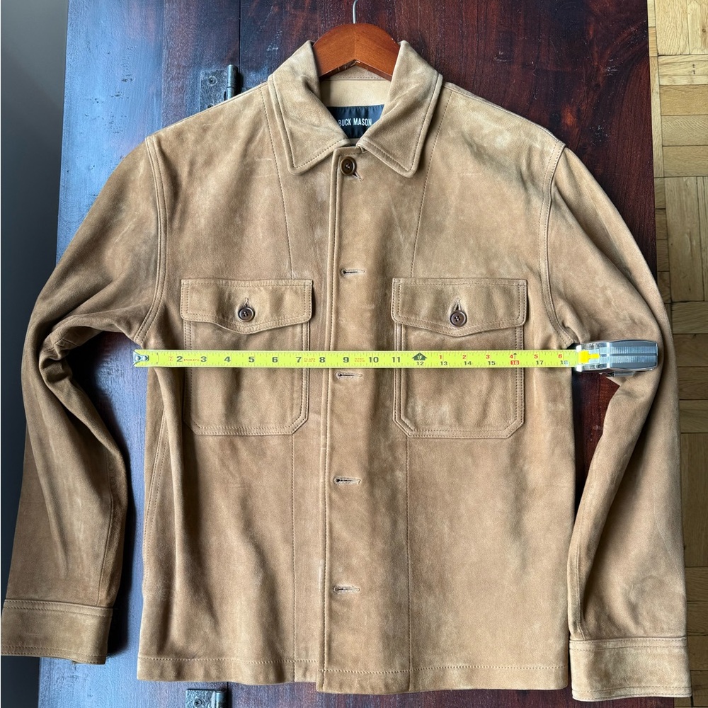 *NWOT* 100% Genuine Leather Buck Mason Mojave Suede Field Shirt, Ale - Picture 7 of 9